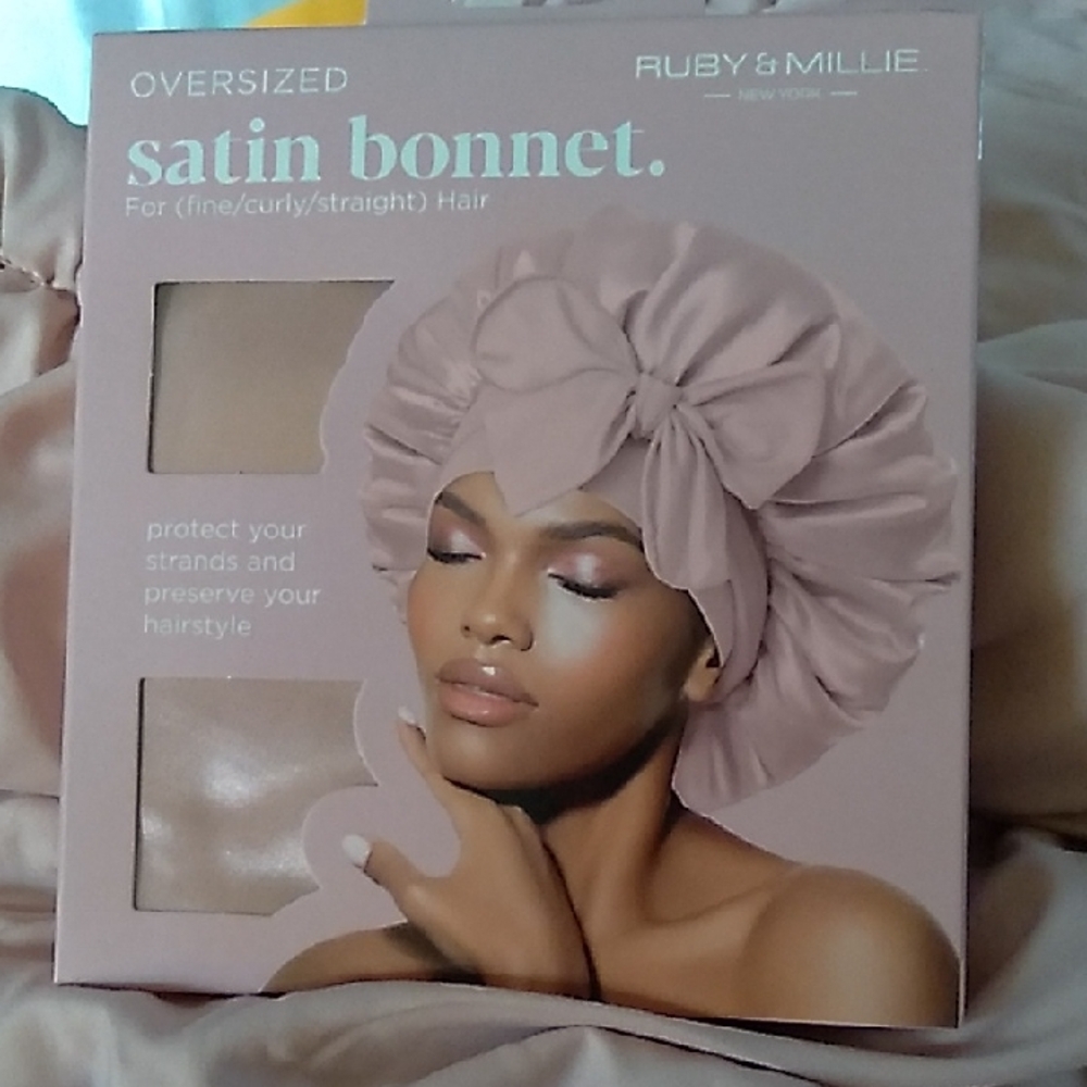 Oversized Satin Bonnet -  Pale Soft Pink